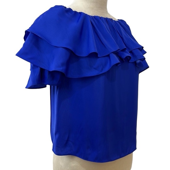 Lilly Pulitzer Haylee Ruffle Off The Shoulder Blouse Royal Purple NEW Size XXS - Picture 7 of 10